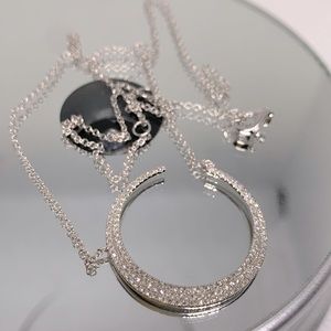 NEW 14k white gold Diamond moon necklace